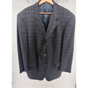 Joseph Abboud Mens 43R Charcoal Gray Plaid Wool Blazer Sport Coat